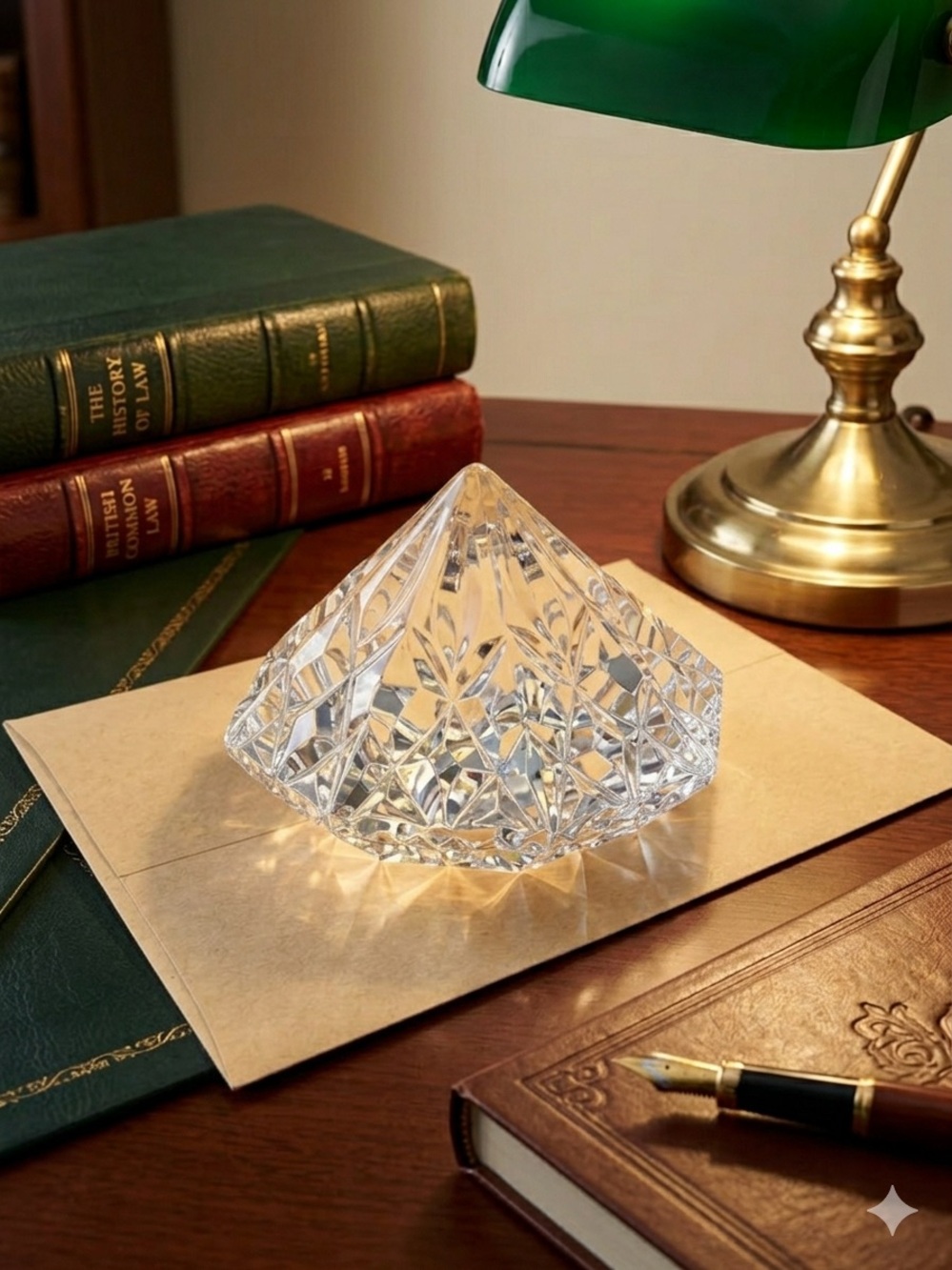 Waterford Crystal Clear Faceted Pyramid Paperweight